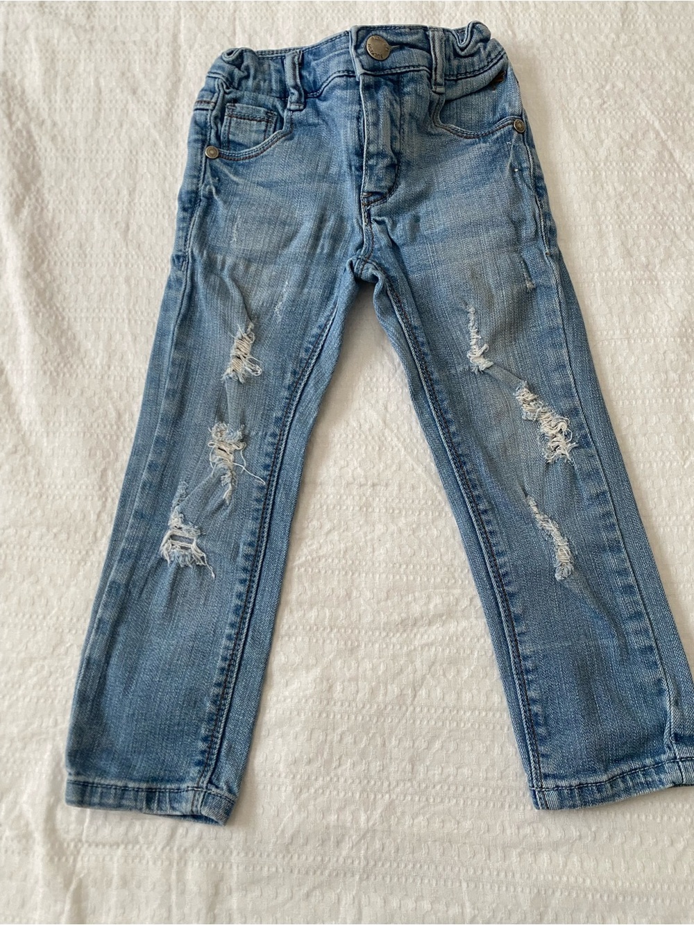 Kids Light Blue Distressed Jeans - Slim Fit